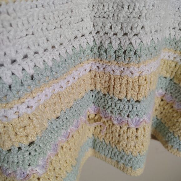 Levon Levin Hand Loomed Striped Crochet Cardigan Pastel Retro 90s Y2K Size Large - Picture 10 of 11